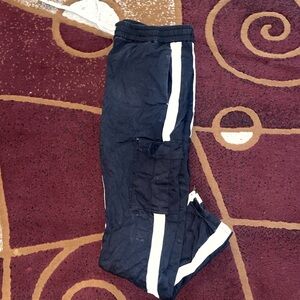 Men Black Jogger Pants with White Stripes size XXL fits XL